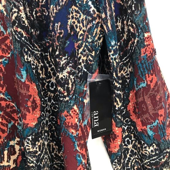 ANA Jewel tone Paisley Print Lightweight Flowy V Neck Roll Sleeve Blouse NEW - Picture 10 of 16